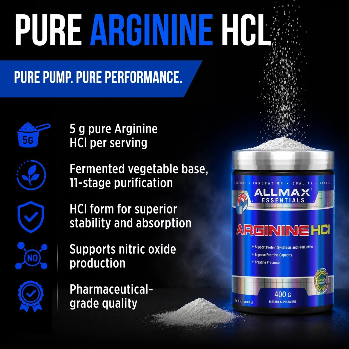 Arginin Allmax Arginine HCl 400 g — foto 2
