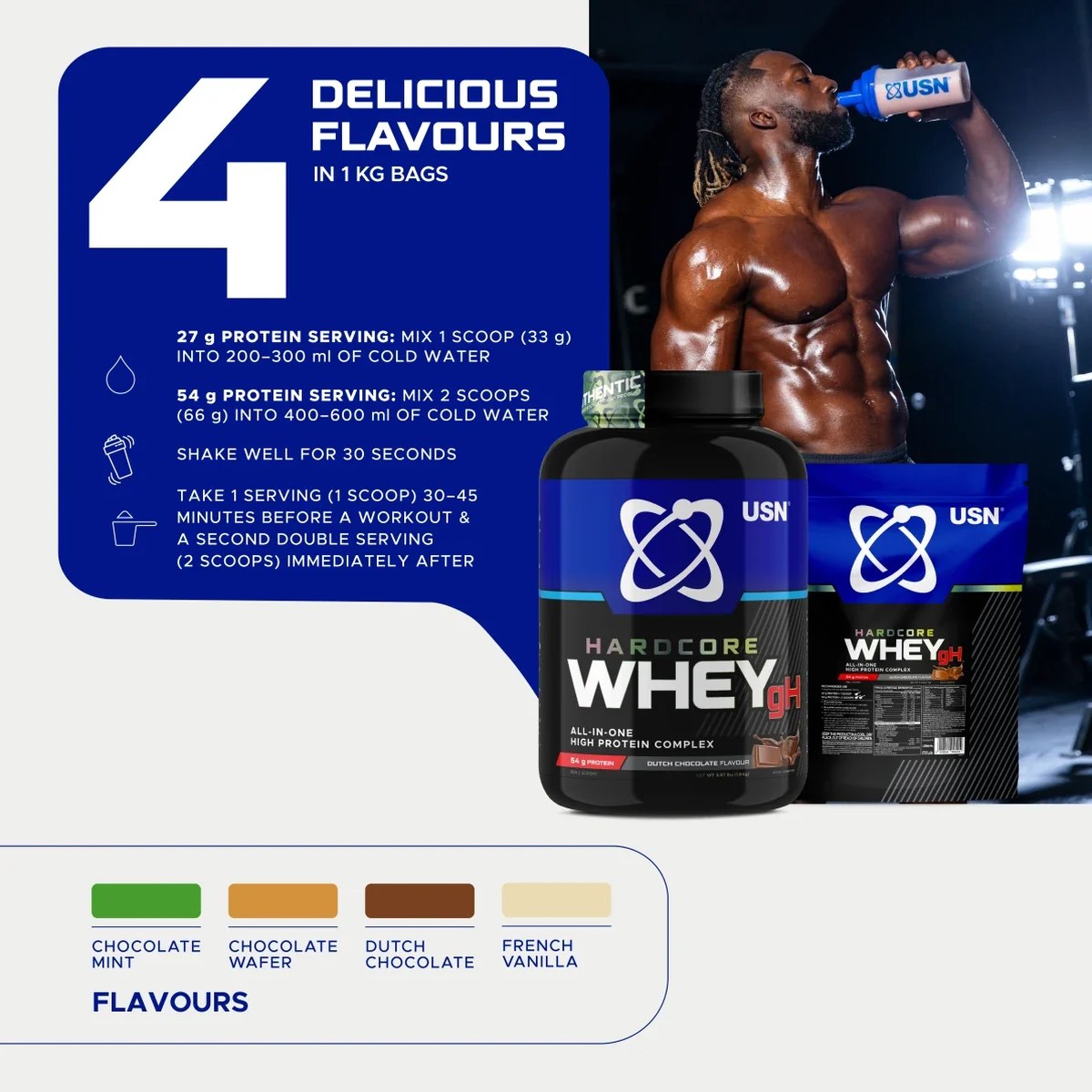 Protein USN Hardcore Whey gH 2 kg — foto 4